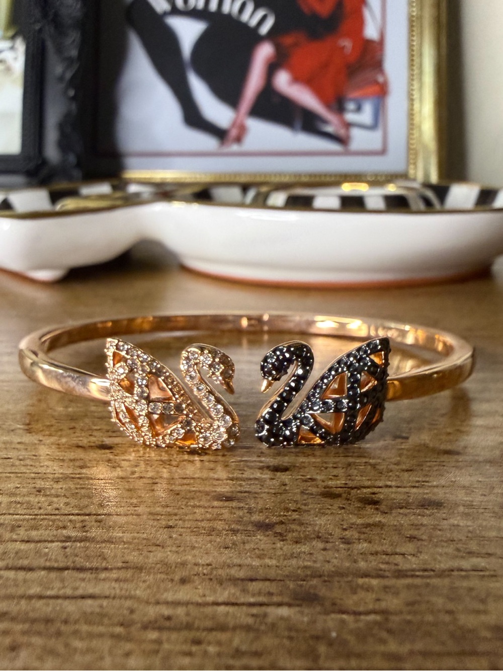 Swarovski Rose Gold Swan Crystal Bangle Bracelet